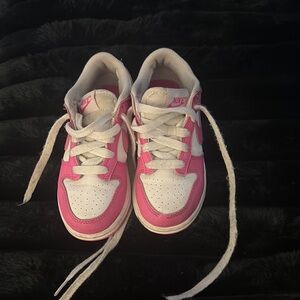 Nike Pink and White Low-Top Sneakers